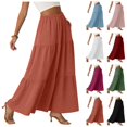 thumbnail image 1 of LIBRCLO Skirts for Women Maxi Length Summer Solid Color Skirts with Pocket High Waist Elegant Pleated, 1 of 8