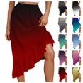 thumbnail image 1 of LIBRCLO Skirts for Women Midi Length Ruffle Hem Asymmetrical Gradient Skirts Fashion Elastic Waist Drawstring Ladies Clothes, 1 of 8