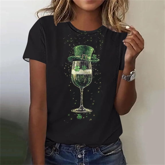LIBRCLO St.Patrick's Day Shirt for Womens Crew Neck Short Sleeve Printed T-Shirts Fashionable Loose Casual Tops