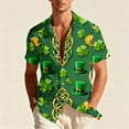 thumbnail image 1 of LIBRCLO St. Patricks Day Shirts, Mens Short Sleeve Button-Up, Shamrock Print Party Shirt, 1 of 8