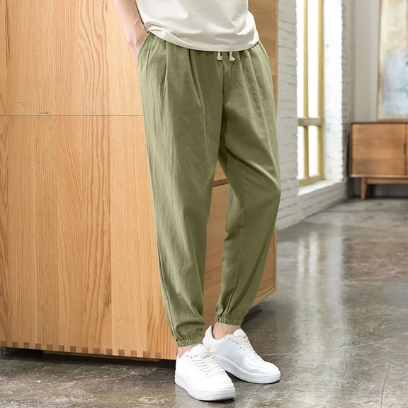 LIBRCLO Sweatpants Men with Pockets Solid Color Outdoor Elastic Bottom Fall Comfortable Casual Breathable Jogger Pants for Workout