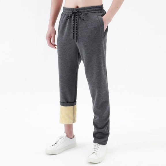 LIBRCLO Sweatpants Men with Pockets Warm Fleece Sweatpants Open Bottom Outdoor Running Workout Jogger Pants Elastic Waist