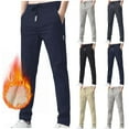 thumbnail image 1 of LIBRCLO Sweatpants Men with Pockets Zipper Winter Warm Fleece Pants Outdoor Hiking Workout Jogger Pants Elastic Waist Sweatpants Open Bottom, 1 of 7