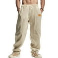 thumbnail image 1 of LIBRCLO Sweatpants Men with Pockets Fall Stretch Breathable Linen Solid Color Outdoor Casual Comfortable Jogger Pants for Workout, 1 of 8