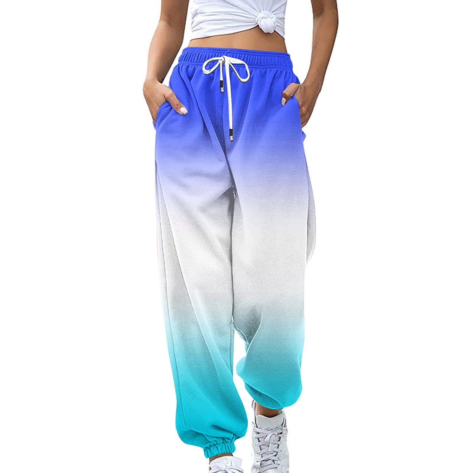 LIBRCLO Sweatpants for Teen Girls High Waisted Baggy Cinch Bottom