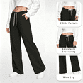 thumbnail image 1 of LIBRCLO Sweatpants for Women with Pockets Baggy Lounge Sweatpants Elastic Waist Drawstring Wide Leg Pants, 1 of 6