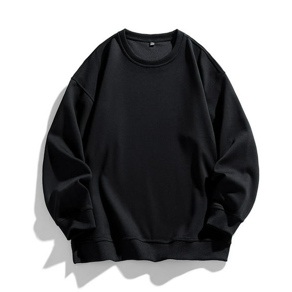 LIBRCLO Sweatshirts for Men Pullover Crew Neck Loose Long Sleeve Solid Color Light Lnner Lap Base Shirt Blouse Sweatshirts