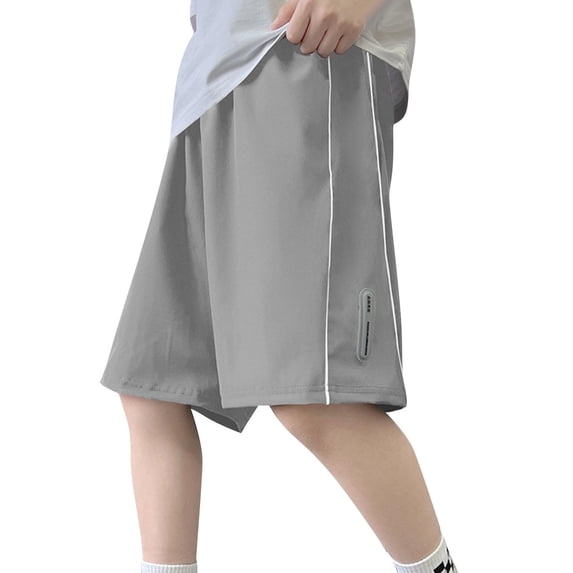 LIBRCLO Swim Trunks for Kids Boys Athletic Quick Dry Beach Shorts with Pockets Lightweight Breathable Summer Hawaii Board Shorts Gray 9 Years