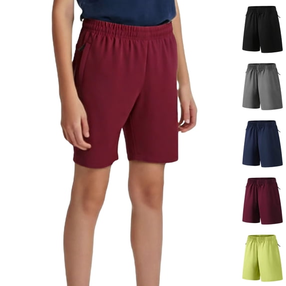 LIBRCLO Swim Trunks for Kids Boys Quick Dry Board Shorts with Zipper Pockets Thin Sports Breathable Summer Beach Shorts Red 9-10Years