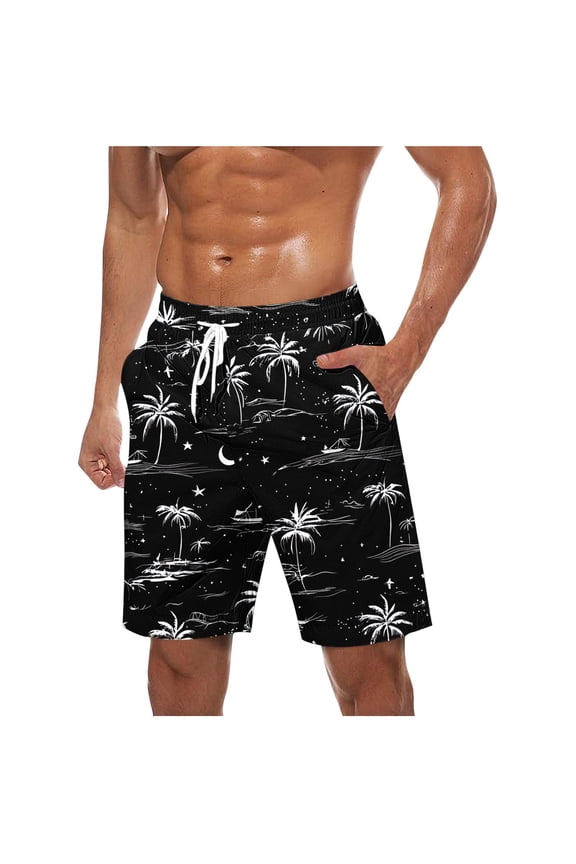 Swim Trunks for Men Thin Quick Dry Hawaiian Bathing Suits Swimwear Elastic Waist Swimsuits Summer Beach Board Shorts Black 5XL