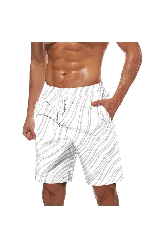 Swim Trunks for Men Thin Quick Dry Hawaiian Bathing Suits Swimwear Elastic Waist Swimsuits Summer Beach Board Shorts White S