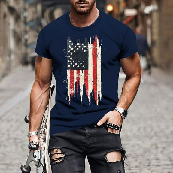 LIBRCLO T Shirt for Men Graphic Independence Day Fashion Casual Shirts Breathable Comfy Soft 250th Anniversary Shirt