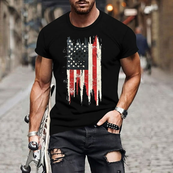 LIBRCLO T Shirt for Men Graphic Independence Day Fashion Casual Shirts Breathable Comfy Soft 250th Anniversary Shirt