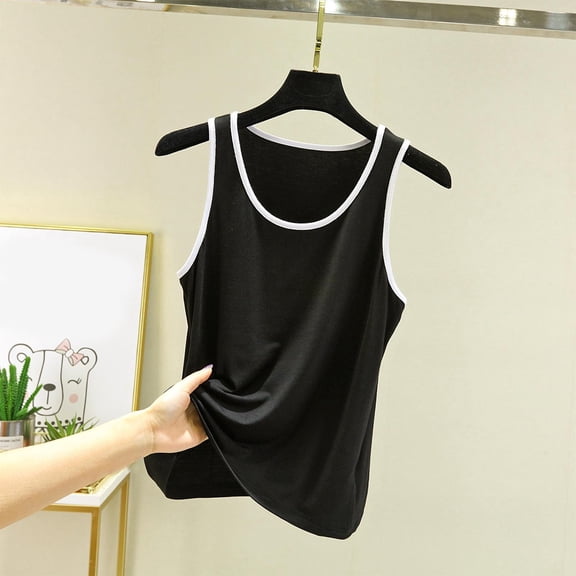 LIBRCLO Tank Tops for Women Crew Neck Blocked Sleeveless Shirts Pullover Fashionable Tops