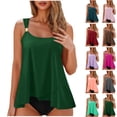 thumbnail image 1 of LIBRCLO Tankini Swimsuits for Women Shorts and Crew Neck Ruffle Tank Tops with Chest Cushion No Steel Support Fashion Summer Backless Strap Bathing Suits, 1 of 8