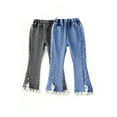 thumbnail image 1 of LIBRCLO Girls Jeans Elastic Waist Flare-Leg Denim Pants with Pockets Slim-Straight Lace Jeans for Kids Clothes Size 13 Years, 1 of 4
