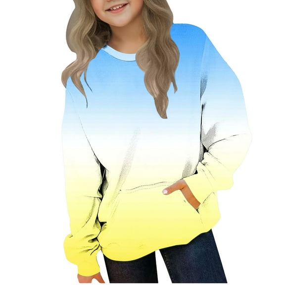 LIBRCLO Kids Sweatshirt for Girls And Boys Warm Gradient Comfort Crew Neck Fit Long Sleeved Pullover Sweatshirts for Fall Size 11