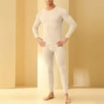 thumbnail image 1 of LIBRCLO Thermal Underwear Sets for Men Long Sleeve Comfort Warm Fleece Base Layer Long Johns Underwear High Elasticity Round-Neck Solid Color Top and Bottom for Winter, 1 of 1