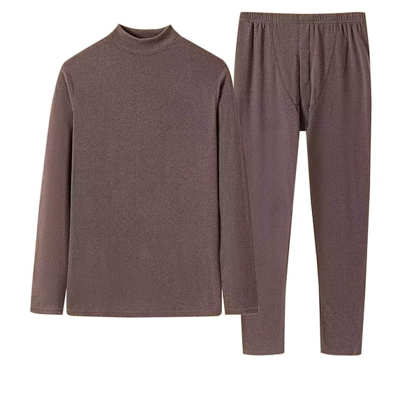 LIBRCLO Thermal Underwear Sets for Men Warm Lined High Elasticity Fleece Base Layer Long Johns Underwear Long Sleeve Crew Neck Solid Color Top and Bottom for Winter