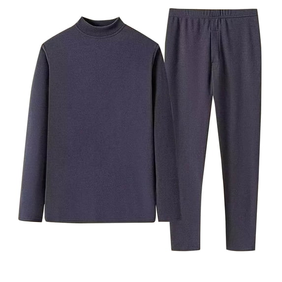 LIBRCLO Thermal Underwear Sets for Men Warm Lined High Elasticity Fleece Base Layer Long Johns Underwear Long Sleeve Crew Neck Solid Color Top and Bottom for Winter