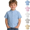 thumbnail image 1 of LIBRCLO Toddler Button Down Shirts for Boys Size 2 Years with Pocket Short Sleeve Dress Shirts Casual Solid Color Shirt Yellow, 1 of 5