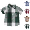 thumbnail image 1 of LIBRCLO Toddler Button Down Shirts for Boys Size 3years with Pocket Short Sleeve Plaid Shirts Casual Fashion Cotton Shirt Green, 1 of 3
