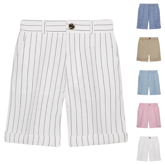 LIBRCLO Toddler Shorts for Boys Size 2-3 Years with Pockets Casual Lightweight Summer School Uniform Suit Shorts White