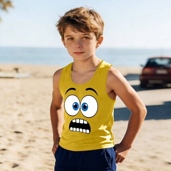 LIBRCLO Toddler Tank Tops for Boys Size 3 Years Round Neck Quick Dry Sports Undershirts Soft Fashion Prints Sleeveless T Shirts Casual Summer Beach Tops Yellow