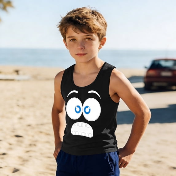 LIBRCLO Toddler Tank Tops for Boys Size 3 Years Round Neck Quick Dry Sports Undershirts Soft Fashion Prints Sleeveless T Shirts Casual Summer Beach Tops Black