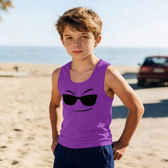 LIBRCLO Toddler Tank Tops for Boys Size 4 Years Round Neck Quick Dry Athletic Undershirts Lightweight Fashion Prints Sleeveless T Shirts Purple