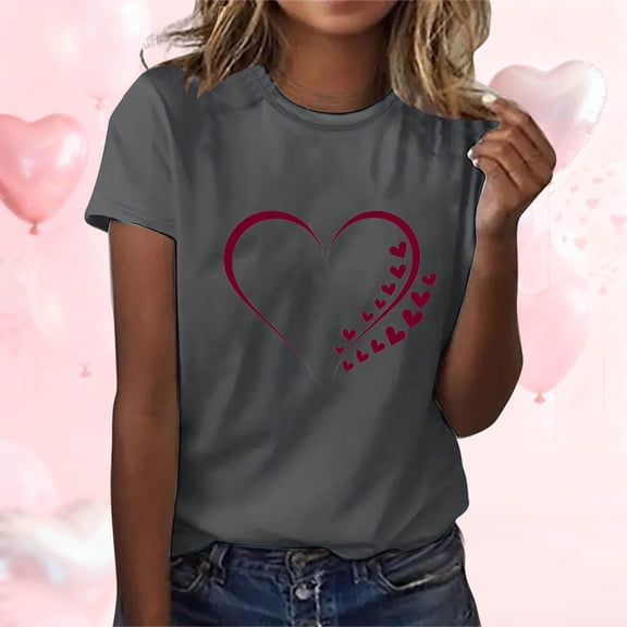 LIBRCLO Valentines T Shirts for Women Short Sleeve Crew Neck Tops, Casual Holiday Graphic Tees