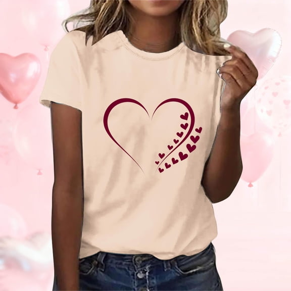 LIBRCLO Valentines T Shirts for Women Short Sleeve Crew Neck Tops, Casual Holiday Graphic Tees