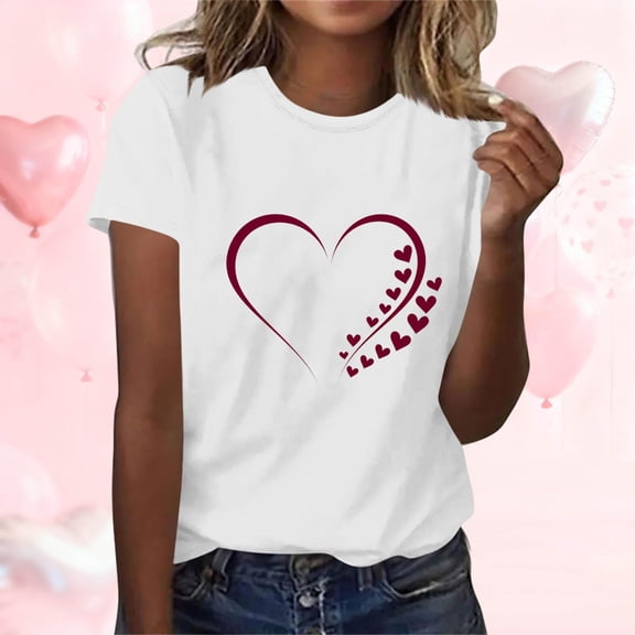 LIBRCLO Valentines T Shirts for Women Short Sleeve Crew Neck Tops, Casual Holiday Graphic Tees