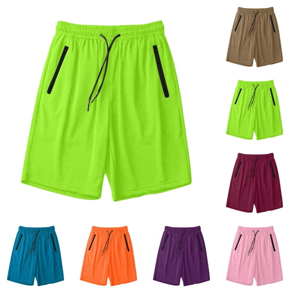 LIBRCLO Mens Shorts Solid Color Ice Silk Drying Shorts with Pockets Running Outdoor Summer Bottoms