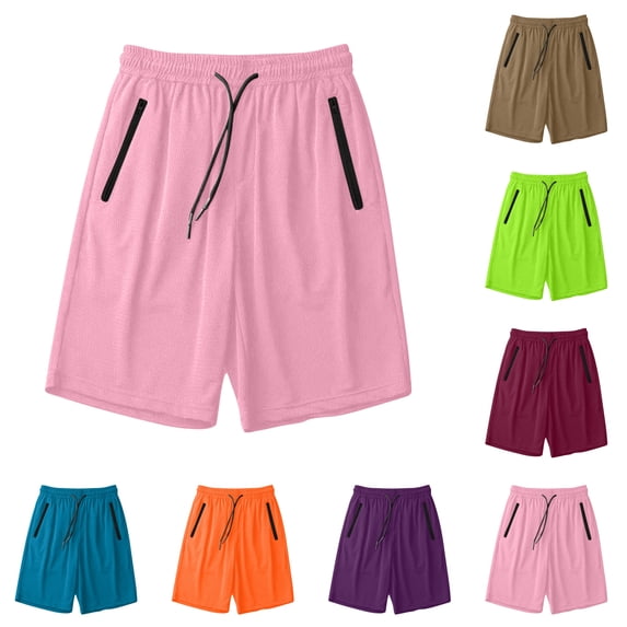LIBRCLO Mens Shorts Solid Color Ice Silk Drying Shorts with Pockets Running Outdoor Summer Bottoms