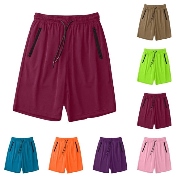 LIBRCLO Mens Shorts Solid Color Ice Silk Drying Shorts with Pockets Running Outdoor Summer Bottoms