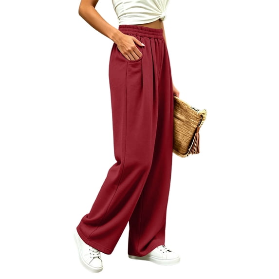 LIBRCLO Wide Leg Sweatpants for Women, Baggy Casual Lounge Fleece Sweatpants with Pockets Drawstring Elastic Waist Active Pants