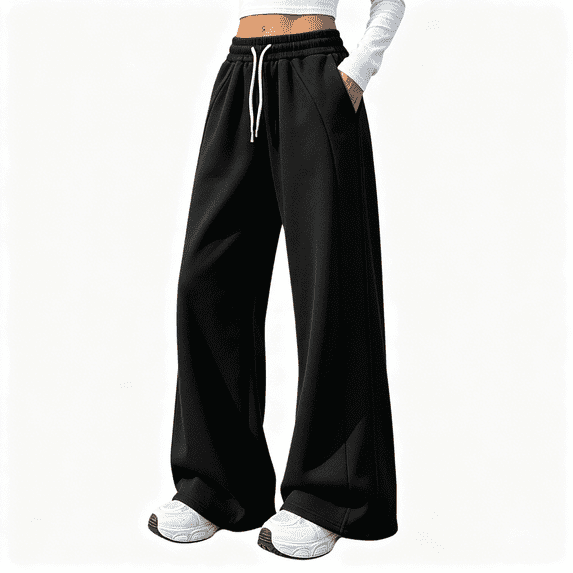 LIBRCLO Wide Leg Sweatpants for Women, Baggy Casual Lounge Fleece Sweatpants with Pockets Drawstring Elastic Waist Sweat Pants