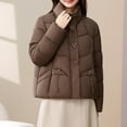 thumbnail image 1 of LIBRCLO Winter Coats for Women Round Neck Casual Button Outwear Puffer Jackets Soft Solid Color Long Sleeve Short Thick Jackets with Pockets, 1 of 5