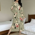thumbnail image 1 of LIBRCLO Winter Robes for Women Printed Graphic Fleece Warm Nightgown with Pockets Long Sleeve Loose Casual Pajamas, 1 of 8