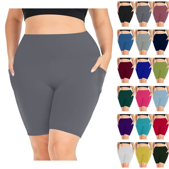 LIBRCLO Women Yoga Shorts Plus Size Waisted Elastic Leggings With Pockets Fitness Running Gym Athletic Summer Shorts