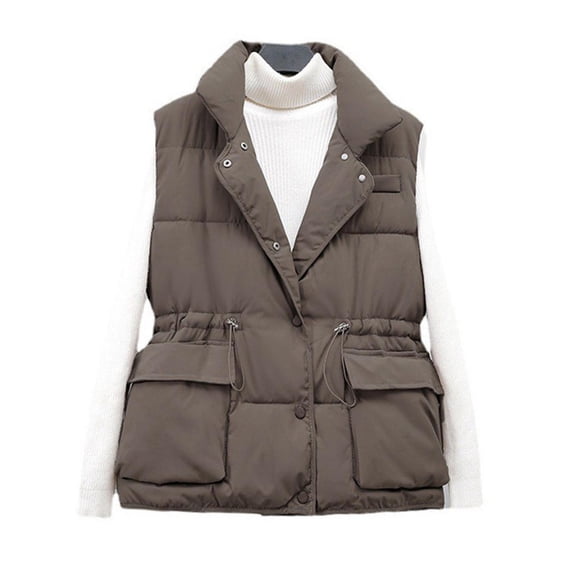 LIBRCLO Women's Sleeveless Puffer Vest Casual Collared Quilted Lightweight Warm Winter Coat