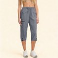 thumbnail image 1 of LIBRCLO Womens Capri Pants Drawstring Elastic Waist Cargo Pants with Pockets Summer Jogger Outdoor Sports Comfortable Trousers, 1 of 8