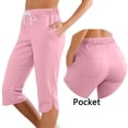 thumbnail image 1 of LIBRCLO Womens Capri Pants Elastic Waist Drawstring Pants Causal Summer Workout Trousers with Pockets, 1 of 7