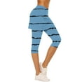 thumbnail image 1 of LIBRCLO Womens Capris Yoga Pants Slim-Leg Leggings Elastic Waist Casual Capri Pants Sky Blue XL, 1 of 6