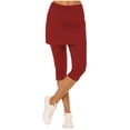 thumbnail image 1 of LIBRCLO Womens Capris Yoga Pants Slim-Leg Pants Elastic Waist Solid Color Athletic Leggings Red XXL, 1 of 6