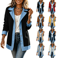 thumbnail image 1 of LIBRCLO Womens Jackets Lightweight Denim Patchwork Sweatshirt Collared Coats Button Up Long Sleeve Casual Jackets, 1 of 8