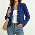 thumbnail image 1 of LIBRCLO Womens Jean Jacket Long Sleeve Ruffle Peplum Denim Jackets Fall Lightweight Open Front Cardigan Outerwear, 1 of 8