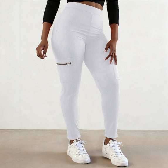 LIBRCLO Womens Leggings Plus Size With Pockets High Waisted Fashion Solid Color Leggings