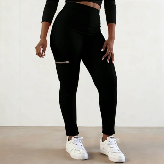 LIBRCLO Womens Leggings Plus Size With Pockets High Waisted Fashion Solid Color Leggings